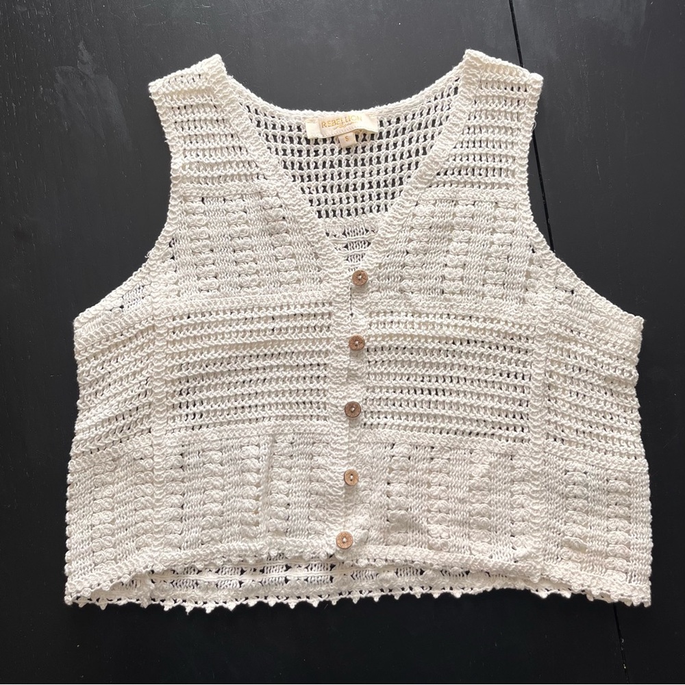White Crochet Vest